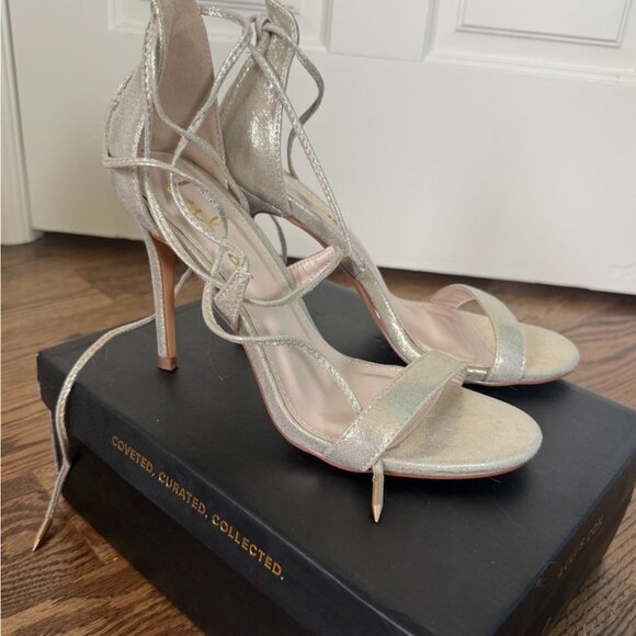 Aimee Champagne Metallic Lace-Up Heels (7.5) - New - Picture 5 of 8